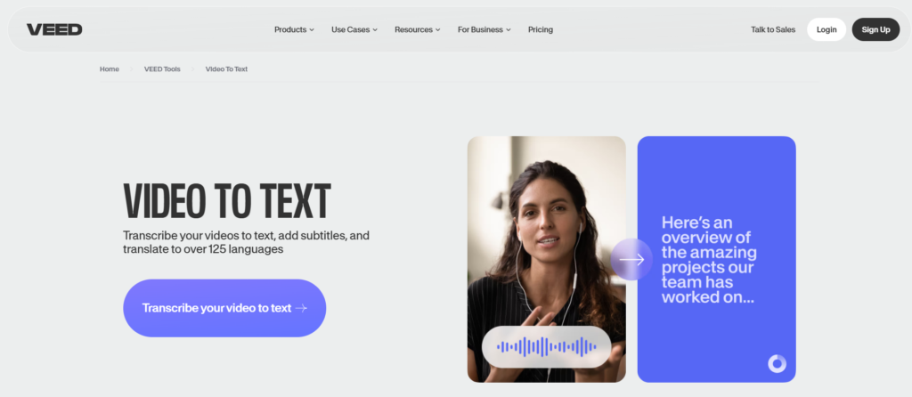 VEED.io Video to Text Tool Review